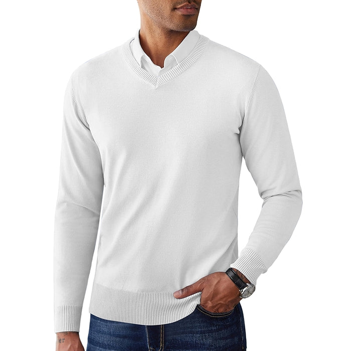 V Neck Pullover Sweater Slim Fit Casual Dress Sweater
