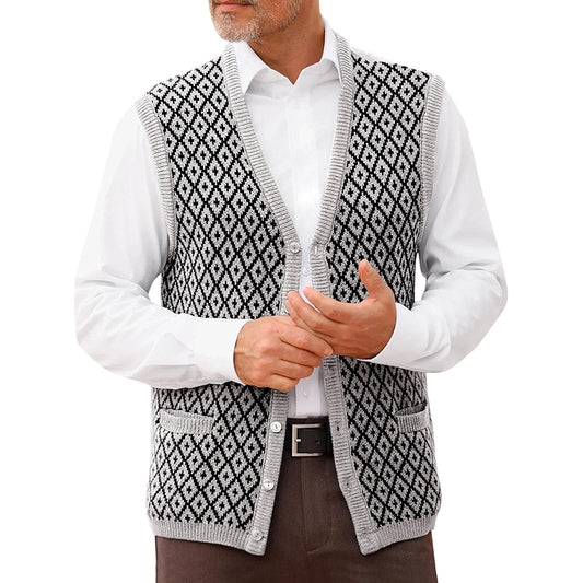 Runcati Sleeveless Sweater Vest V Neck Button Down Cardigan