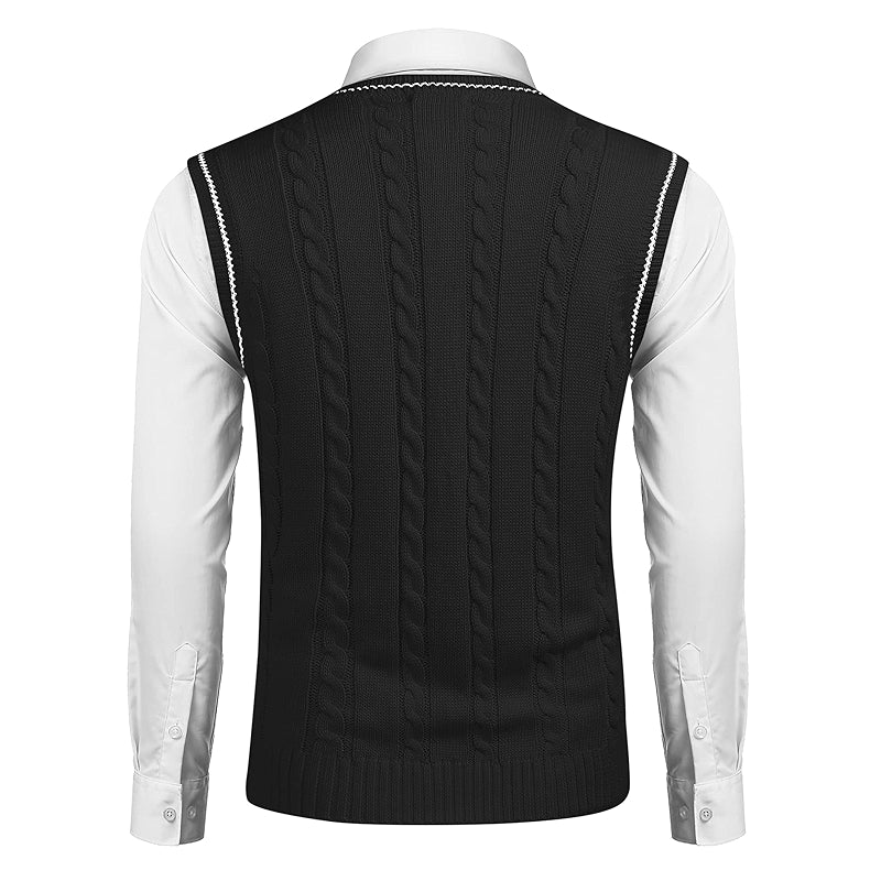 Casual Sweater Vest V Neck Slim Fit Knitted Pullover