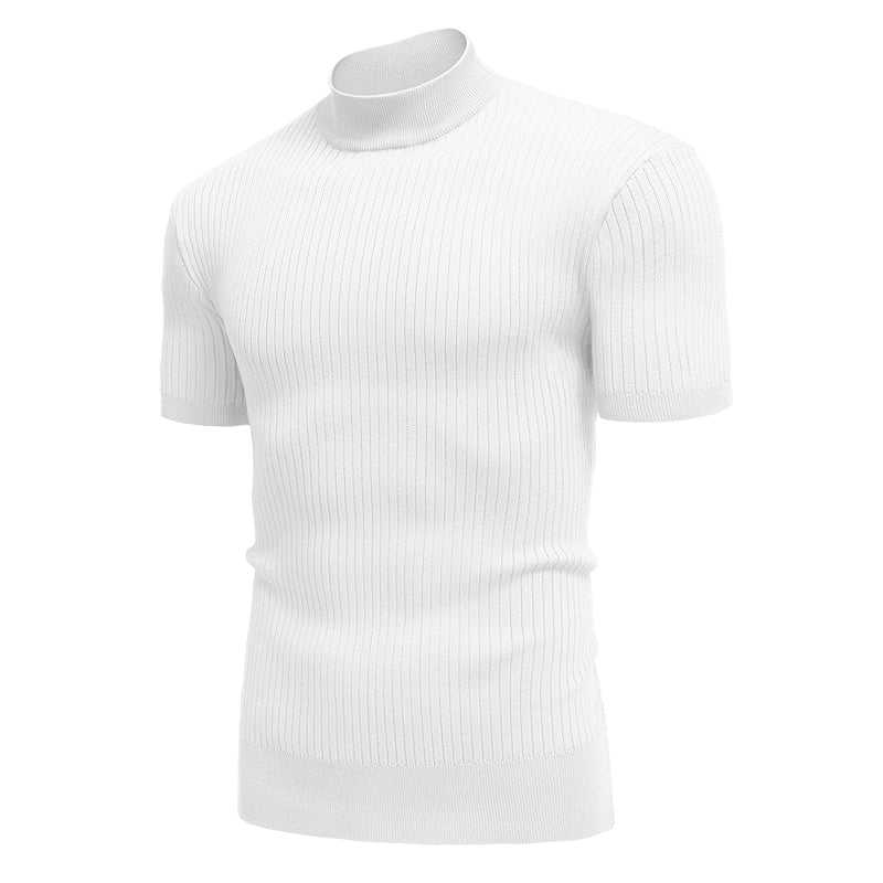 Mock Turtleneck Sweater Short Sleeve Casual Basic Top