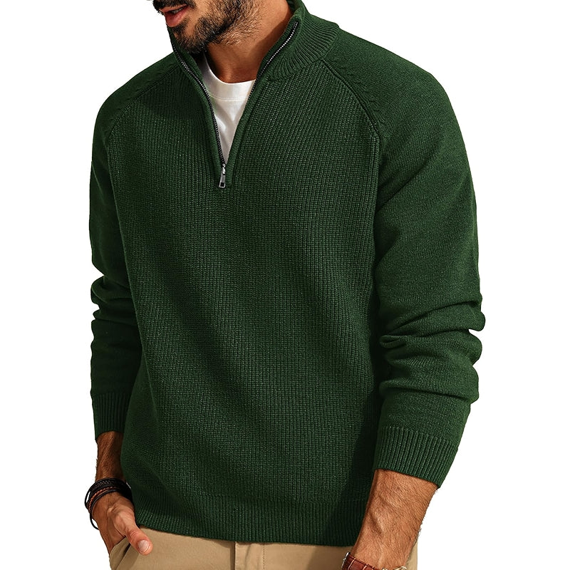 Quarter Zip Pullover Sweater Turtleneck Raglan Long Sleeve