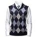 Thick Argyle Sweater Vest Classic V Neck Knitwear Sleeveless Pullover