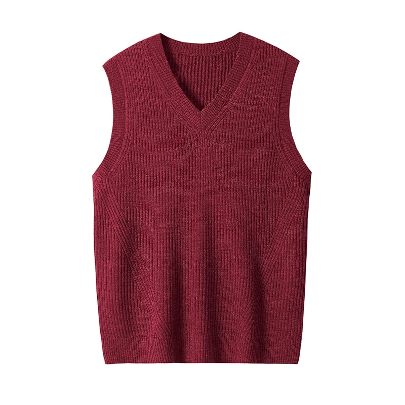 V Neck Knitted Sweater Sleeveless Pullover Knitwear Vest