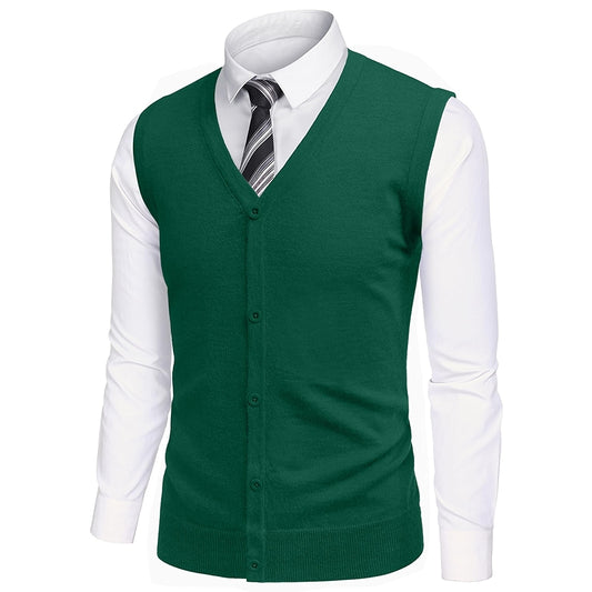 Sleeveless Knitted Button Up Vest