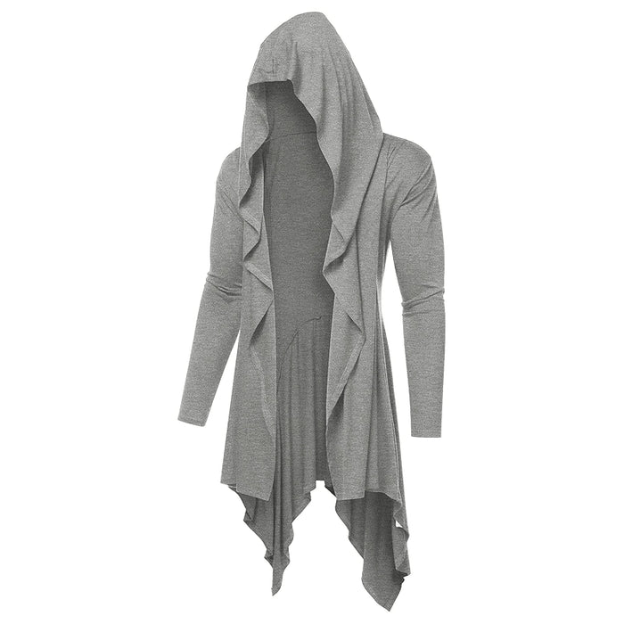 Long Hooded Cardigan Drape Cape Overcoat With Pockets
