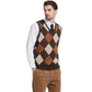 Argyle Vest Sweater Wool Blend V Neck Sleeveless Pullover