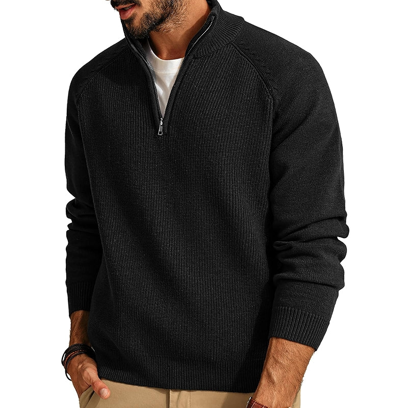 Quarter Zip Pullover Sweater Turtleneck Raglan Long Sleeve