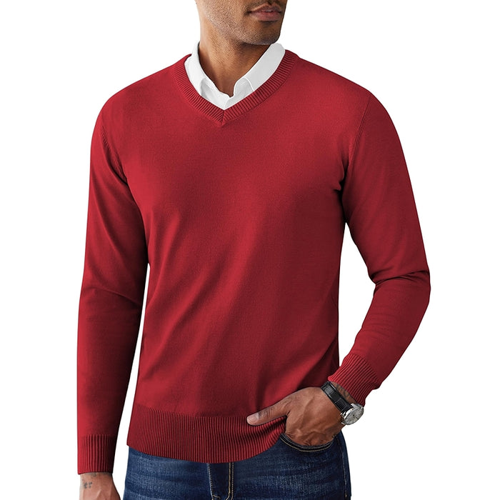 V Neck Pullover Sweater Slim Fit Casual Dress Sweater