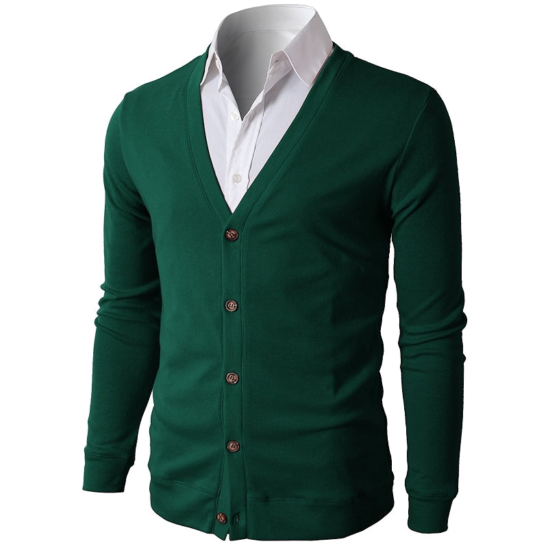 Solid Colored Casual Slim Fit Button Down Cardigan