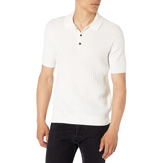 Short Sleeve Cable Polo Sweater