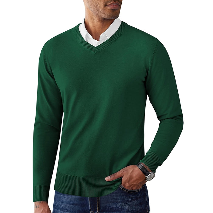 V Neck Pullover Sweater Slim Fit Casual Dress Sweater