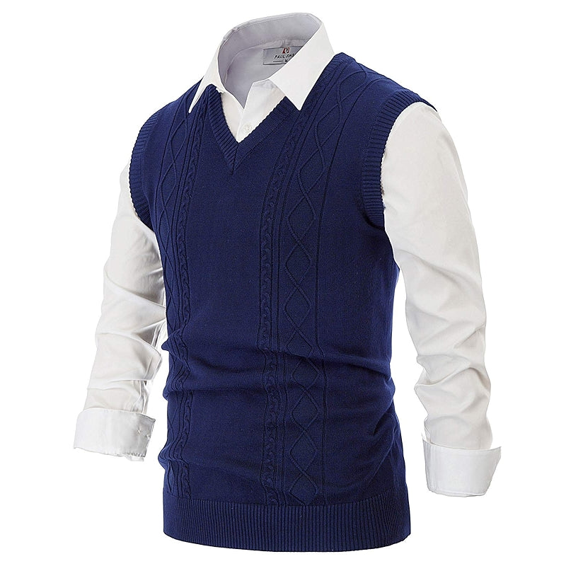 V Neck Sweater Vest Cable Knitted Pullover