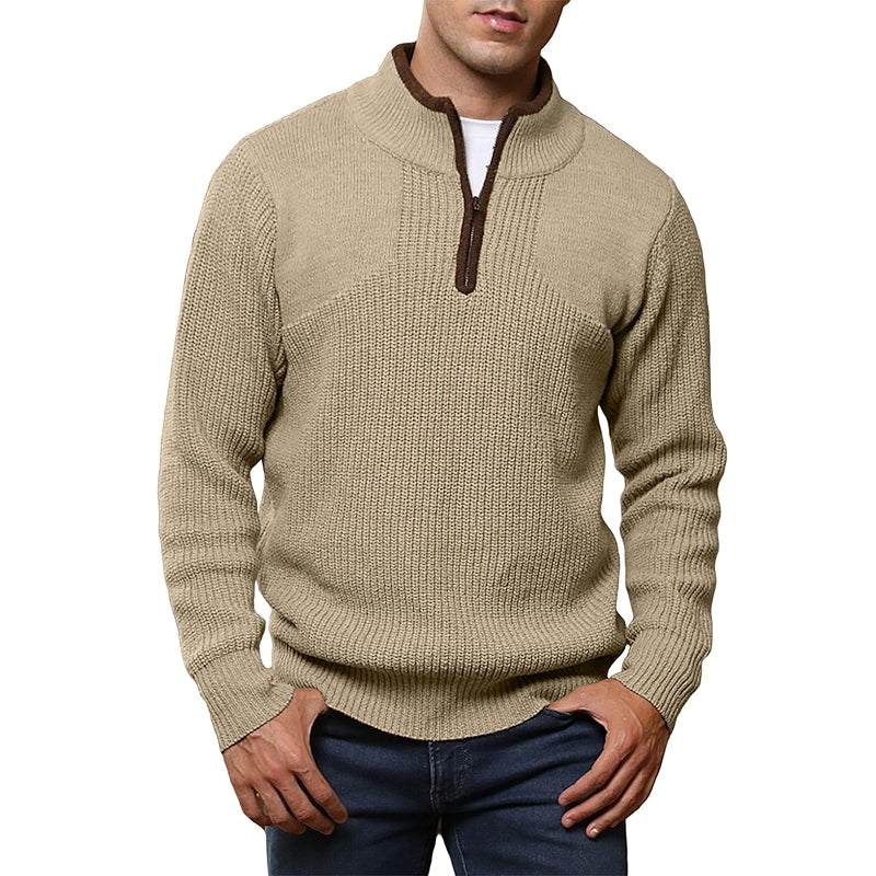 Quarter Zip Sweater Lightweight Mock Neck Casual Long Sleeve Pullover