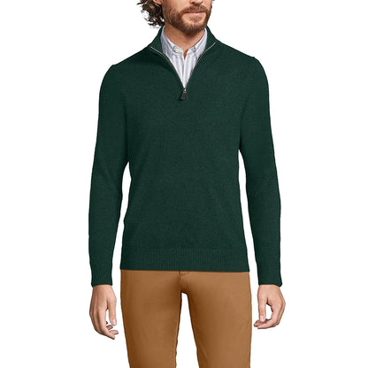 Fine Gauge Cashmere Quarter Zip Deep Balsam Heather