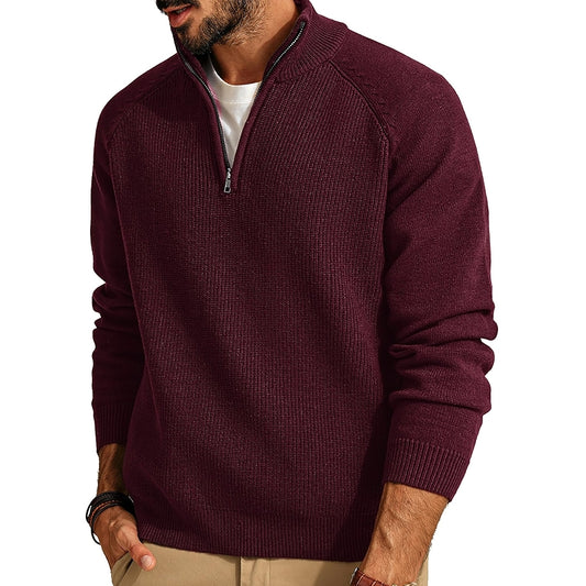 Quarter Zip Pullover Sweater Turtleneck Raglan Long Sleeve