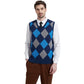 Argyle Vest Sweater Wool Blend V Neck Sleeveless Pullover