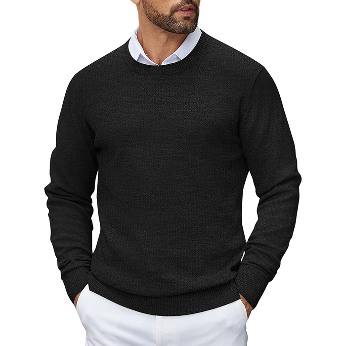 Crewneck Pullover Knit Sweater Lightweight With Ribbing Edge