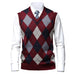 Thick Argyle Sweater Vest Classic V Neck Knitwear Sleeveless Pullover