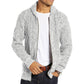 Shawl Neck Cardigan Sweater Cable Knit Zip Up With Pockets