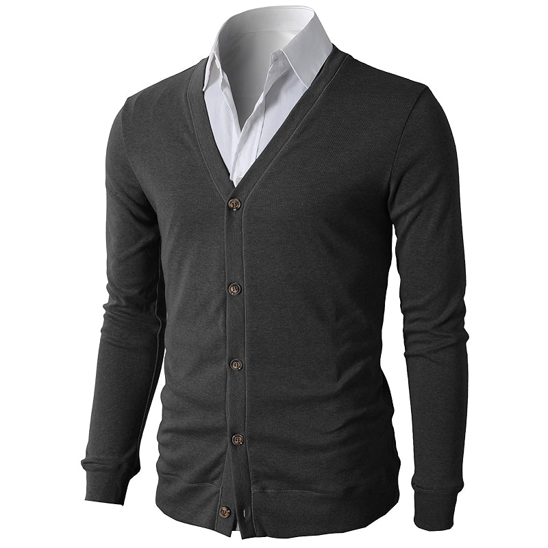 Solid Colored Casual Slim Fit Button Down Cardigan