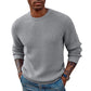 Crewneck Pullover Sweater Waffle Textured Long Sleeve