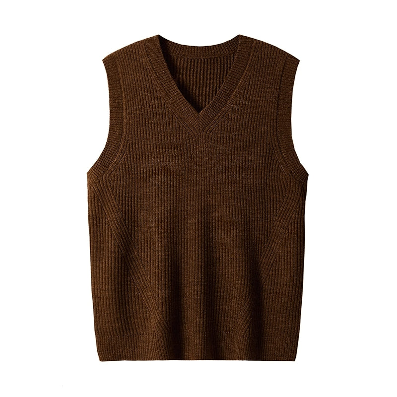 V Neck Knitted Sweater Sleeveless Pullover Knitwear Vest