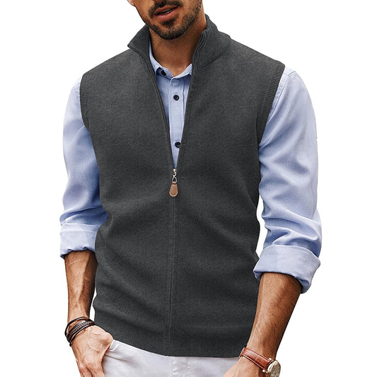 Knitted Sweater Vest Casual Stand Collar