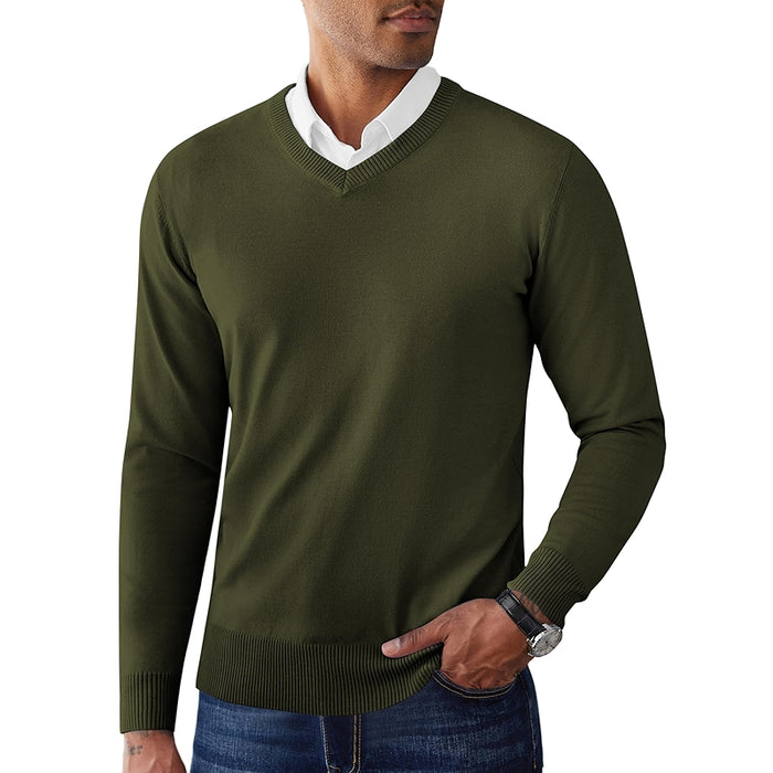 V Neck Pullover Sweater Slim Fit Casual Dress Sweater