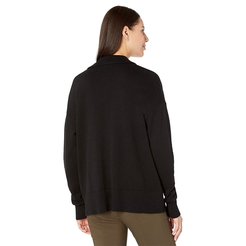 Cotton Cashmere Deep V Polo Sweater