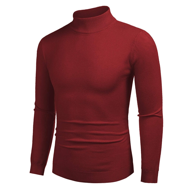 Slim Fit Mock Style Solid Colored Pullover