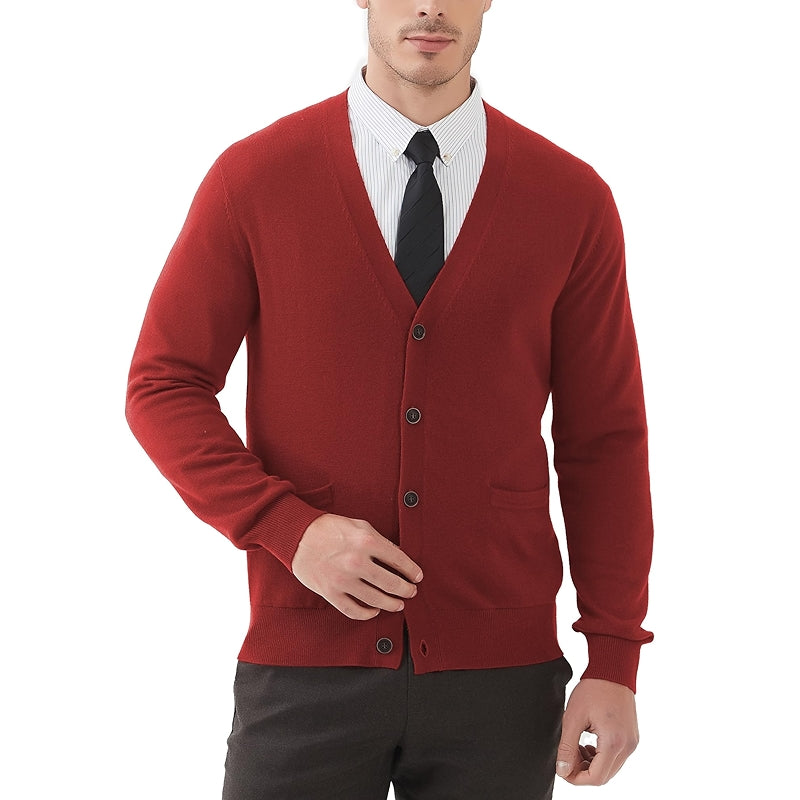 Kallspin Cardigan Sweater Wool Blend V Neck Button Down With Pockets