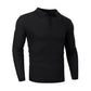 Long Sleeve Knit Polo Shirt Muscle Fit V Neck Lightweight Sweater