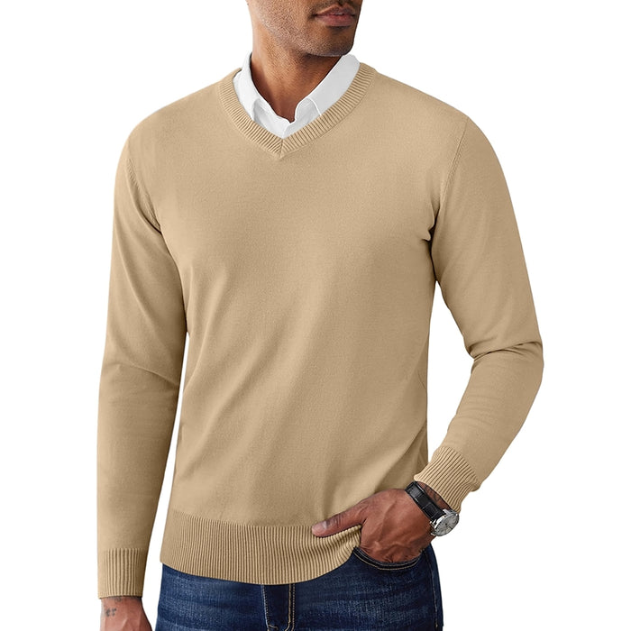V Neck Pullover Sweater Slim Fit Casual Dress Sweater