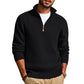 Quarter Zip Pullover Sweater Casual Slim Fit Knit Texture