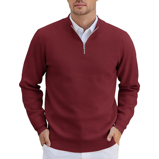 Quarter Zip Pullover Slim Fit Lightweight Knit Sweater