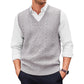 Casual V Neck Sweater Vest Cable Knitted Pullover Knitwear