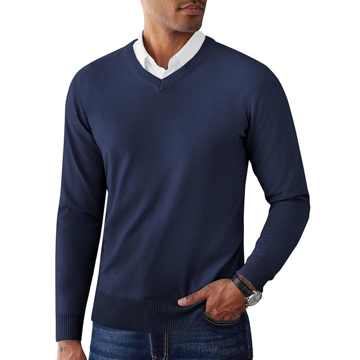 V Neck Pullover Sweater Slim Fit Casual Dress Sweater