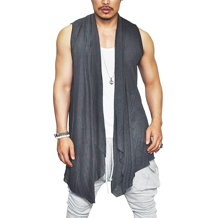 Ruffle Shawl Collar Cardigan Sleeveless Open Front Kimono Vest