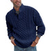 Stand Collar Pullover Sweater Cable Knit Chunky Design