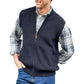 Full Zip Up Sweater Vest Knitted Cardigan Casual Outerwear