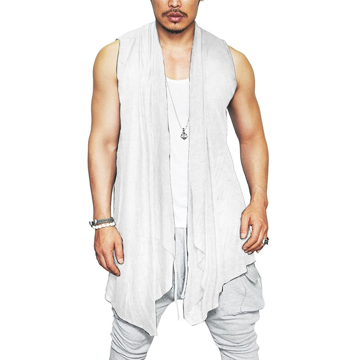 Ruffle Shawl Collar Cardigan Sleeveless Open Front Kimono Vest