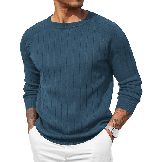 Dress Sweater Long Sleeve Crew Neck Slim Fit Business Casual Pullover