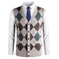 Thick Argyle Sweater Vest Classic V Neck Knitwear Sleeveless Pullover