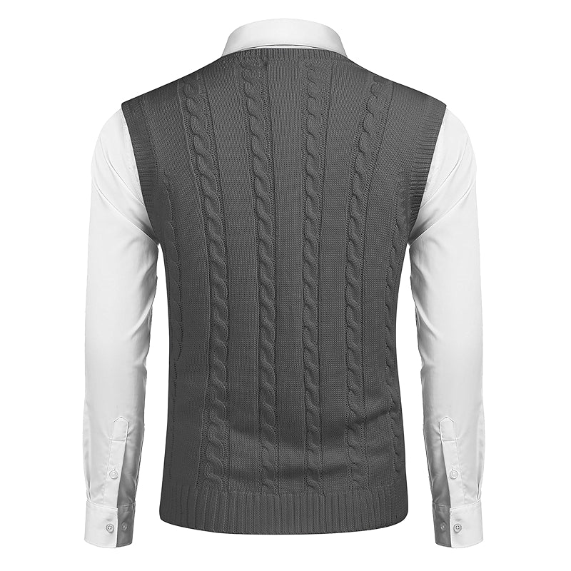 Casual Sweater Vest V Neck Slim Fit Knitted Pullover