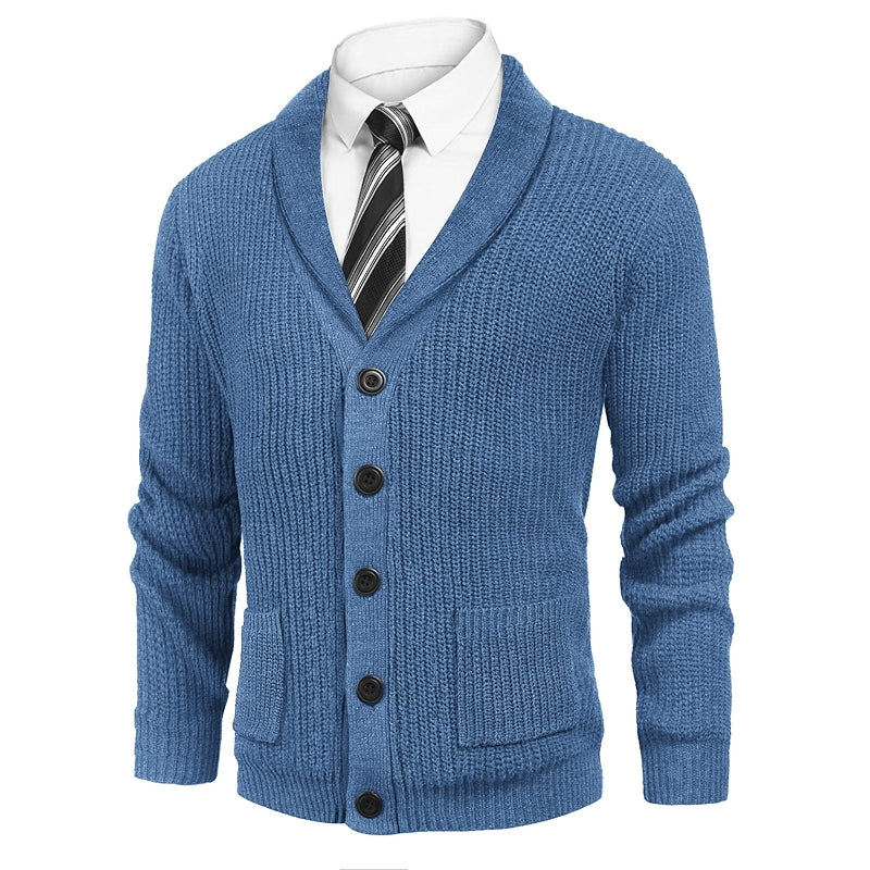 Shawl Collar Slim Fit Cardigan With Pockets