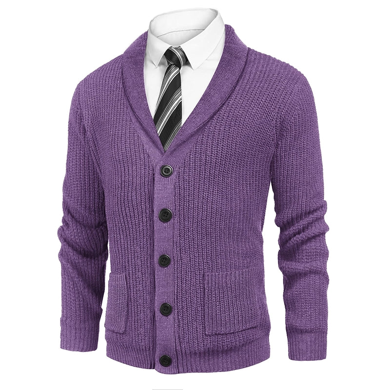 Shawl Collar Slim Fit Cardigan With Pockets