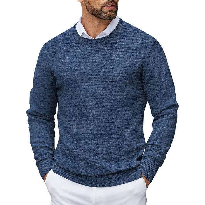 Crewneck Pullover Knit Sweater Lightweight With Ribbing Edge
