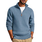 Quarter Zip Pullover Sweater Casual Slim Fit Knit Texture