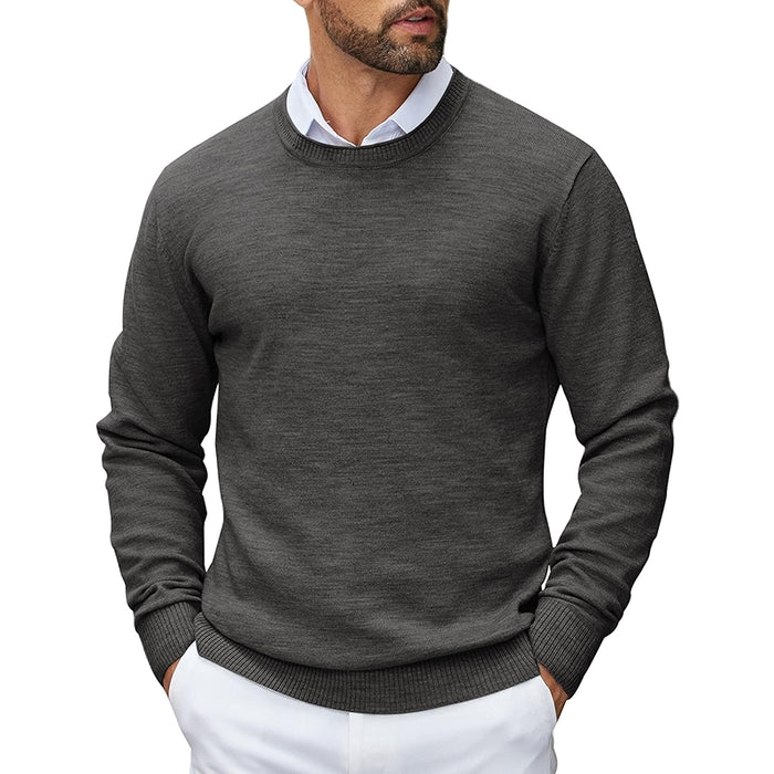 Crewneck Pullover Knit Sweater Lightweight With Ribbing Edge