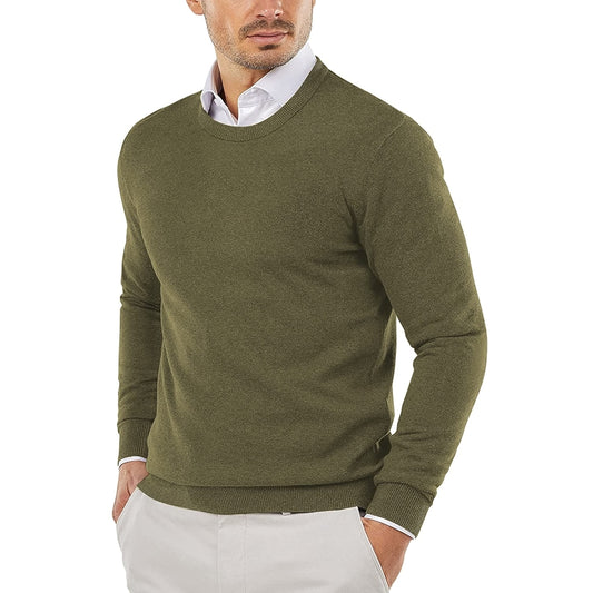 Knitted Crew Style Solid Colored Pullover